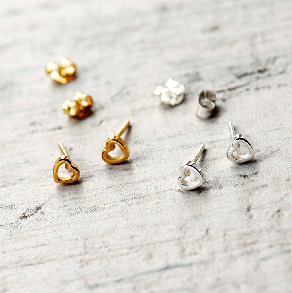 Personalised Good Luck Heart Stud Earrings By Grace Valour Personalised Good Luck Heart Stud Earrings