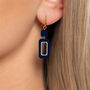 Navy And Pearlescent White Rectangle Earrings, thumbnail 2 of 8