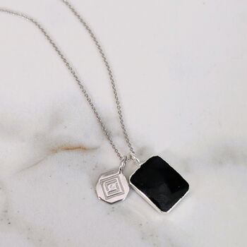 The Duo Black Onyx Necklace, Silver, 2 of 10