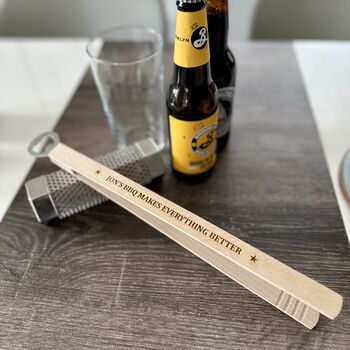 Personalised BBQ Tongs With Bottle Opener, 2 of 2