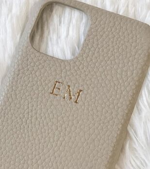 Pebble Leather Personalised Phone Case In Stone, 5 of 5
