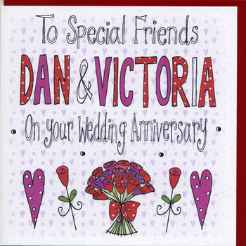 Personalised Special Friends Wedding Anniversary Card, 2 of 2