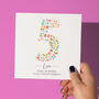 Floral Fun Personalised 5th Birthday Card, thumbnail 1 of 5