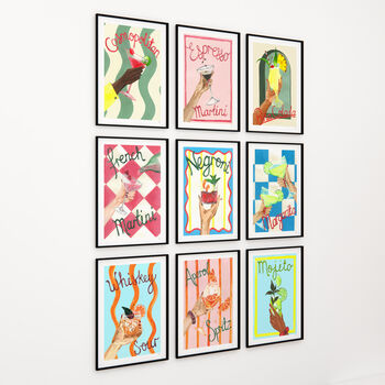 Vibrant Cocktail Wall Art Print Set, 3 of 12