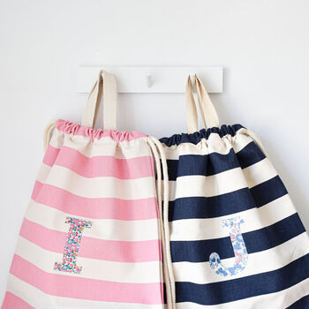 Liberty Of London Personalised Drawstring Bag In Navy, 3 of 7