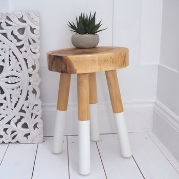 Natural Wood Stool With White Legs, 3 of 10