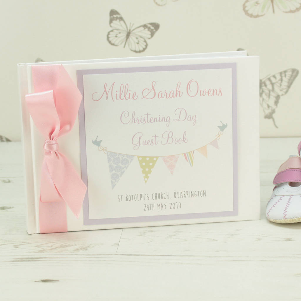 Christening Guest Book Girl PERSONALISED Christening Guestbook Alternative Frame