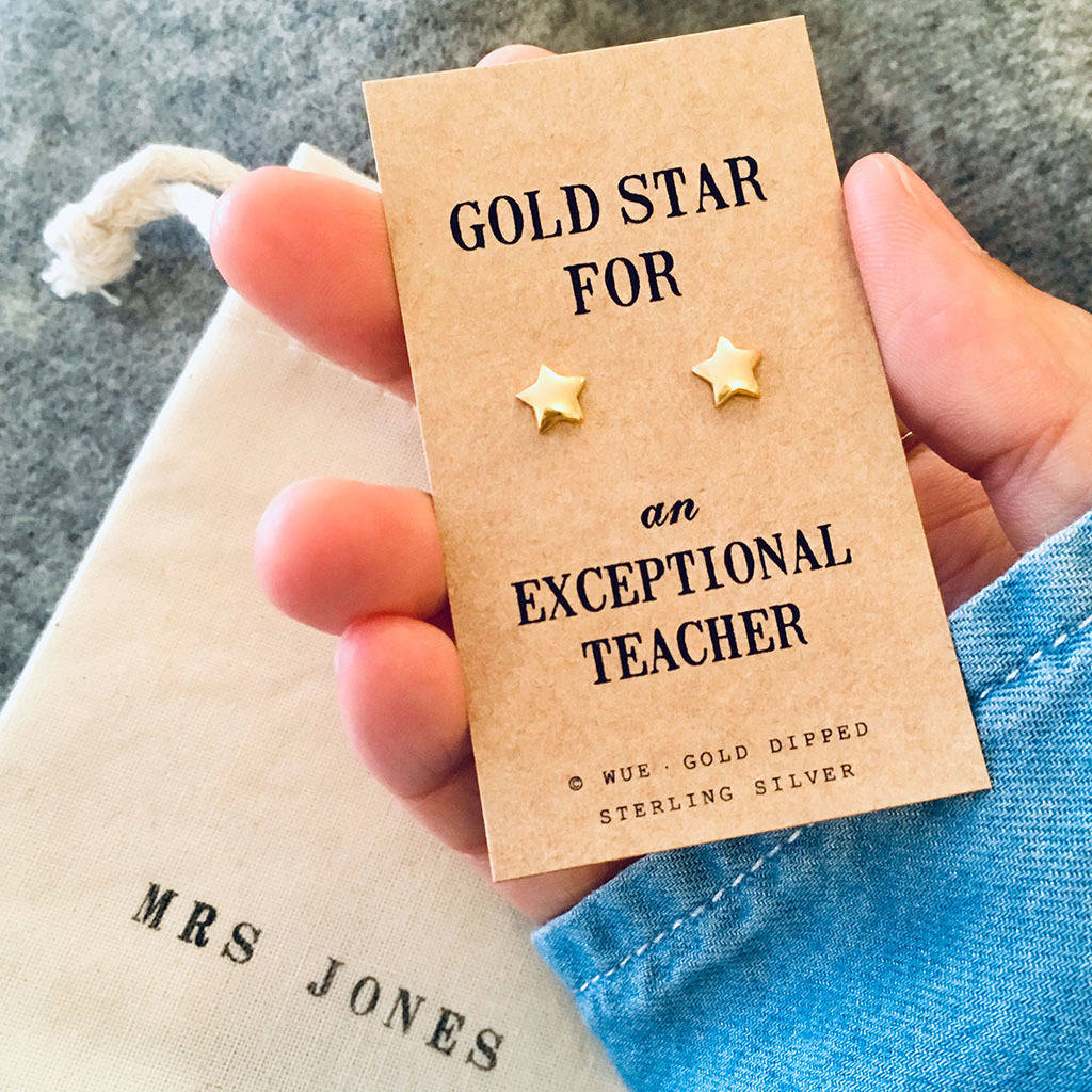 Teacher Gold Star Earrings, 1 of 3