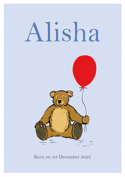 Traditional Bear Illustration Personalised Print, 2 of 2