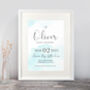 Personalised Baby Details Watercolour Print, thumbnail 3 of 7