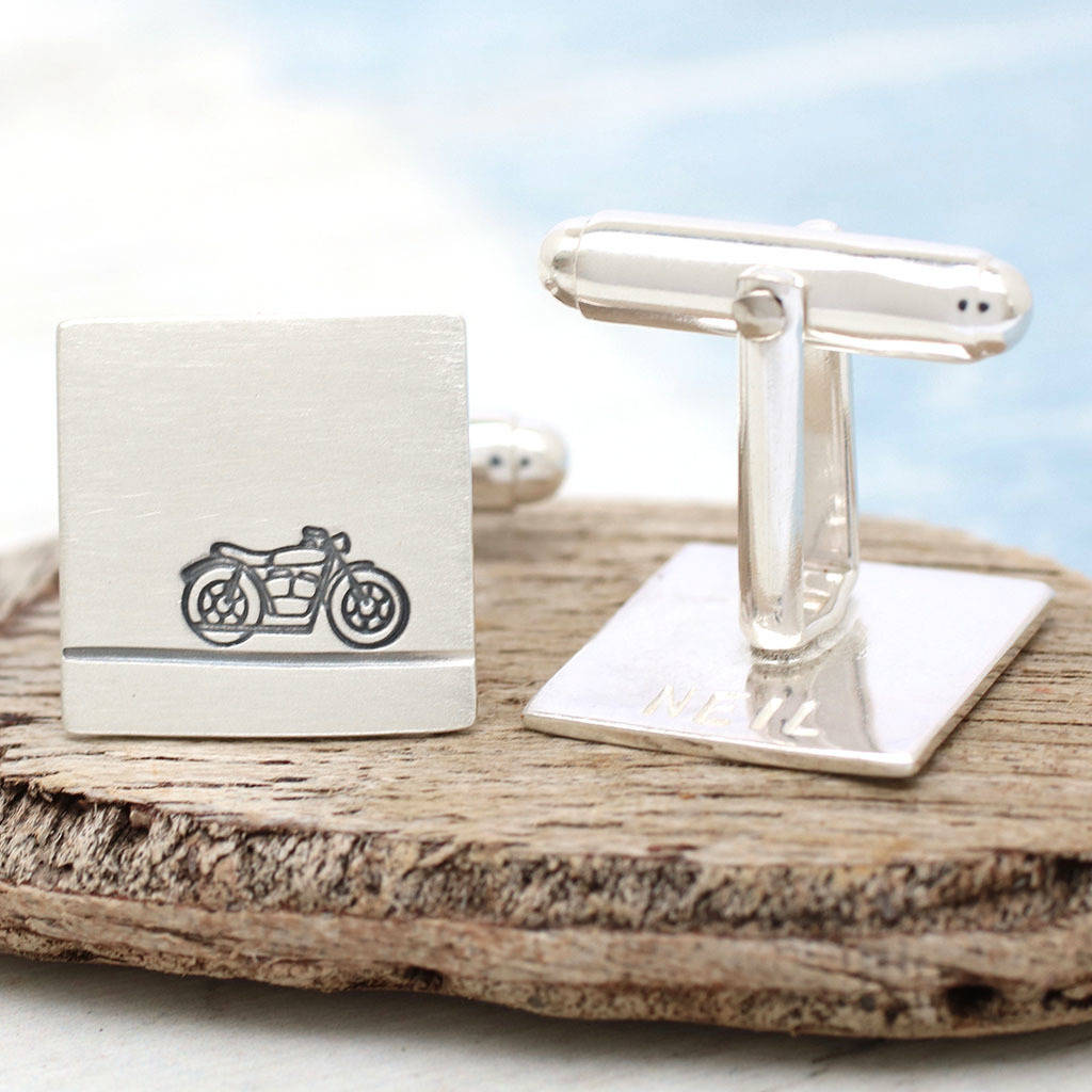 Personalised Motorbike Cufflinks. Gift For Dad, 1 of 11