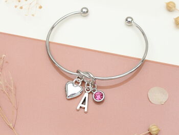 Personalised Heart Initial Silver Bracelet Friendship Knot, 2 of 8