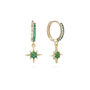 Cosima Green Gold Star Huggie Earrings, thumbnail 1 of 2