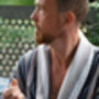 Organic Cotton Reversible Dressing Gown Robe Blue Aztec, thumbnail 6 of 7