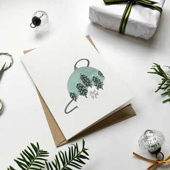 Peace And Joy Tree Bauble Illustrated Christmas Card, 3 of 3