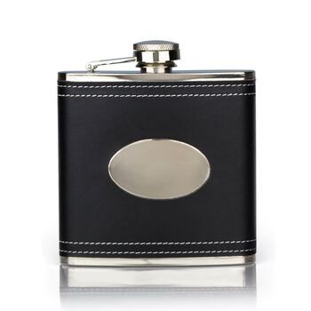 Leather Hip Flask Personalised – Black, 5 of 5