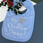 My First Christmas Dinner Blue And Silver Bib, thumbnail 2 of 4