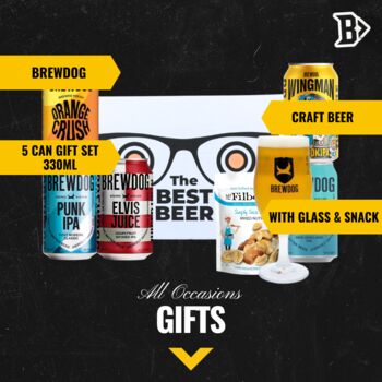 Brewdog Craft Beer Gift Set With Glass And Snack Five Can, 2 of 6