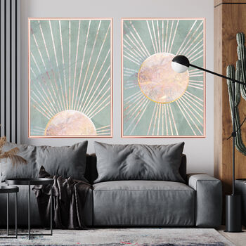 Sun Boho Green Marble Gold Wall Art Print, 2 of 7