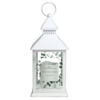 Personalised Botanical White Lantern – Perfect Wedding Gift For Couples, 5 of 5