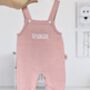 Dusty Pink Luxury Knitted Baby Dungarees, thumbnail 2 of 3
