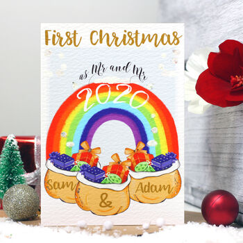 Rainbow First Christmas Card As Mr And Mrs, 2 of 6