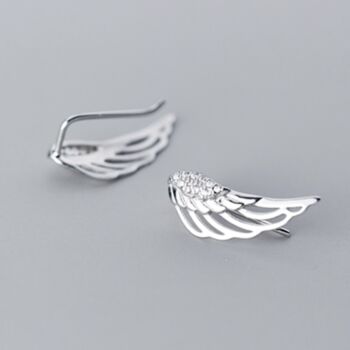 Sterling Silver Angel Wing Stud Earrings, 4 of 6