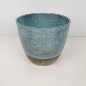 Semi Glazed Ocean Blue Ceramic Indoor Plant Pots, 2 of 3