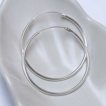 Sterling Silver 40mm Hoop Earrings, 8 of 9