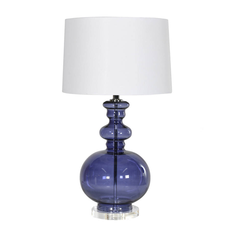 blue glass table lamp by out there interiors | notonthehighstreet.com