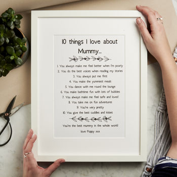 Personalised Ten Things I Love About Mummy Print, 4 of 6