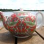 Two Cup Teapot In Red Strawberry Thief Design, thumbnail 1 of 12