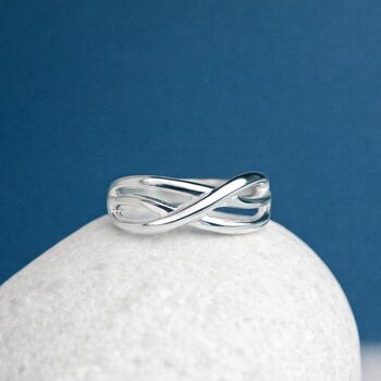 Sterling Silver Celtic Infinity Crossover Band Ring, 7 of 8