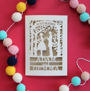 Personalised Papercut Couple Engagement Card, 2 of 12