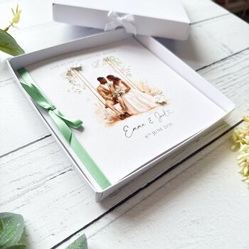 Handmade Wedding Day Card, Romantic Black Bride And Groom Design, 5 of 8