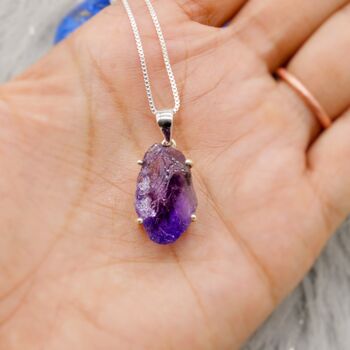Raw Amethyst Chain Pendant Necklace, 2 of 12