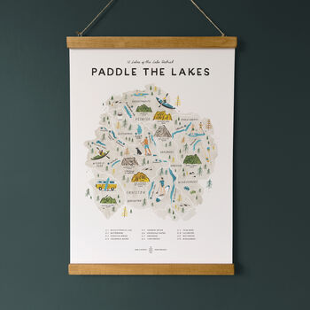 Paddle The Lakes Illustrated Map Checklist Print, 2 of 6