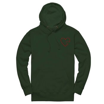 Personalised Puzzle Heart Piece Unisex Hoodie With Initial On Sleeve, 4 of 12