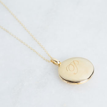 14k Gold Vermeil Engraved Initial Locket Necklace, 12 of 12
