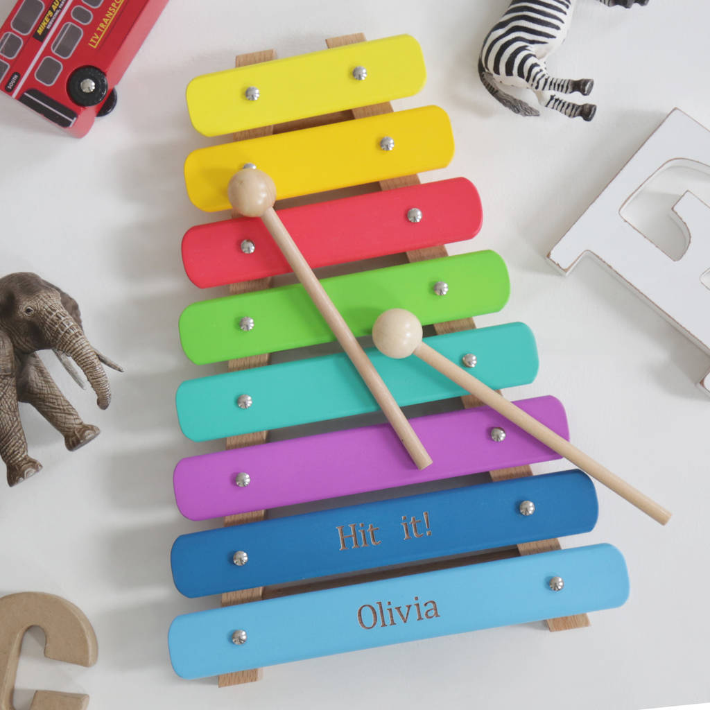 Personalised Colourful Wooden Xylophone Toy, 1 of 4