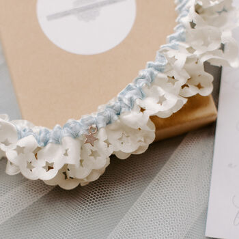 Celestial Ivory And Blue Satin Garter, 2 of 9