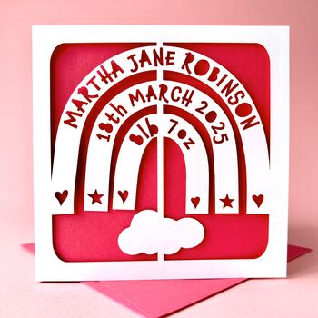 Personalised Rainbow Mobile New Baby Card, 3 of 6