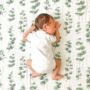 Muslin Swaddle Baby Blanket Eucalyptus Newborn Gift, thumbnail 3 of 5
