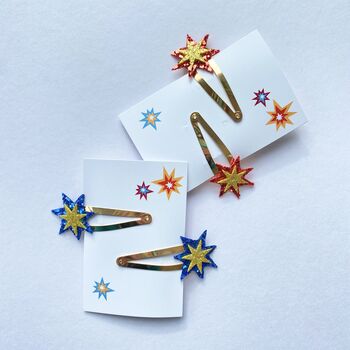 Gold Glitter Star Hair Clips, 2 of 11