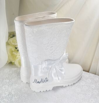 Personalised Bridal Wellies Boots, 7 of 9