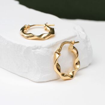 9ct Yellow Gold Twisted Hoop Earrings 17mm 22.5mm, 5 of 6