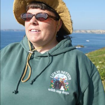 Personalised Wildflower Life Is Better Dog Hoody Custom Pet Portrait Gift, 4 of 12