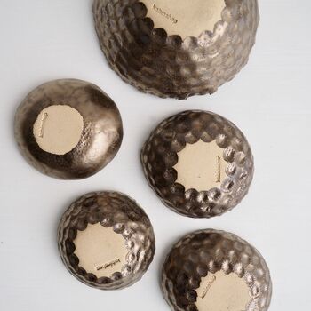 A Handmade Mini Textural Gold Ceramic Ring Dish, 7 of 9