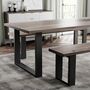 Holborn Grey U Shaped Stainless Steel Legs Dining Table, thumbnail 7 of 8