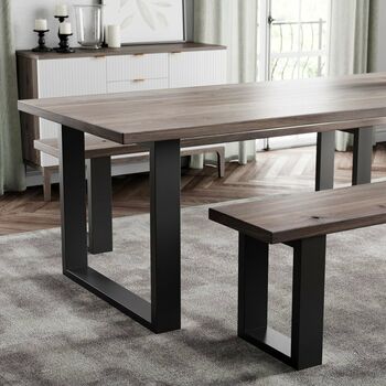 Holborn Grey U Shaped Stainless Steel Legs Dining Table, 7 of 8